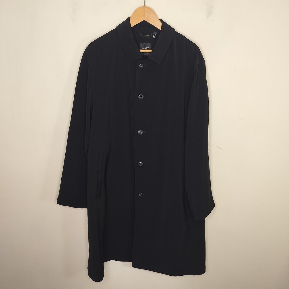 Sanyo New York Tokyo Black Jacket Trench Medium Button Up